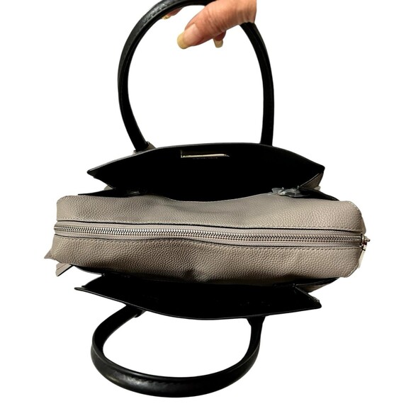 Michael Kors Mercer Medium Zip Belted Satchel Black Gray Leather Shoulder Bag - Picture 8 of 15